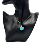 Load image into Gallery viewer, Carved Blue Turquoise Flower Pendant, AAA Turquoise Gemstone Necklace For Her, 19 mm Flower, Birthday Gift For Women, Blue Turquoise Flower