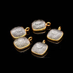 Load image into Gallery viewer, Natural Crystal Quartz Flower Pendant 17mm, 925 Sterling Silver Gold Plated Square Shape Charms for DIY Jewelry