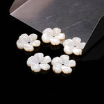 Load image into Gallery viewer, 1 Pc White Pearl Flower Shape Beads, Mother of Pearl Flower for Jewelry Making, Hand Carved Floral Beads, 14 MM, Center Hole Bead