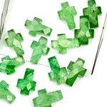 Load image into Gallery viewer, Green Strawberry Cross Shape Beads ~ Healing & Protection Gemstone Beads ~ Faceted Strawberry Beads ~ 15 MM Cross Charm Beads ~ Green Beads