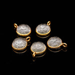 Load image into Gallery viewer, Natural Crystal Quartz Flower Pendant 16mm, 925 Sterling Silver Gold Plated Round Shape Clear Quartz Charms For Making Jewelry