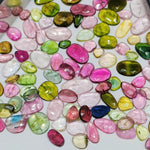 Load image into Gallery viewer, 2,3,4,5,6 very small pcs multi tourmaline rosecuts Fancy Shape Rosecut, faceted cabochon, flat gemstone, jewelry making rosecut 4-8 mm