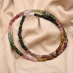 Load image into Gallery viewer, Watermelon Tourmaline Beaded Necklace: Faceted Rondelle Gemstone, 4.5 mm