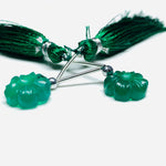 Load image into Gallery viewer, AAA Quality 2 Pcs strand 100% Natural Green Onyx Fancy Shape Carved Gemstone, Fancy Shape Carving, Carved Gemstone For Jewellery 12mm