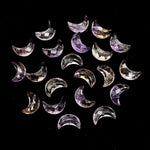 Load image into Gallery viewer, AAA Ametrine Carved Moon Shape Briolette's, Natural Ametrine Moon Shape Gemstone Beads, Ametrine Faceted Hand Carved Moon Shape Charms, 12MM