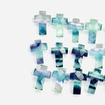 Load image into Gallery viewer, Multi Fluorite Cross Shape Beads ~ Healing & Protection Gemstone Beads ~ Faceted Multi Fluorite Beads ~ 15 MM Fluorite Cross Charm Beads