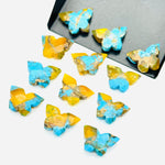 Load image into Gallery viewer, Sparkling Mohave Copper Turquoise Butterfly Shape Carving Beads, Faceted Butterfly Gemstone, Blue & Yellow Turquoise Carving Beads 14x10 MM