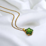 Load image into Gallery viewer, AAA Green Fluorite Flower Pendant, Hand Carved Fluorite Flower Necklace For Her, 14 mm Flower, Birthday Gift For Women, Bridesmaid Gifts