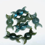 Load image into Gallery viewer, Natural Labradorite Hand Carved Triple Moon Shape Beads, Flashy Labradorite Candy Shape Gemstone, Triple Moon Beads 22 MM