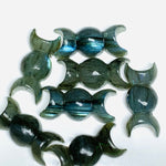 Load image into Gallery viewer, Natural Labradorite Hand Carved Triple Moon Shape Beads, Flashy Labradorite Candy Shape Gemstone, Triple Moon Beads 22 MM