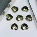 Load image into Gallery viewer, Faceted Pyrite Heart Briolettes: Hand Carved Gemstone Beads, 10mm