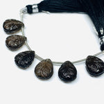Load image into Gallery viewer, Natural Smoky Quartz Fancy Shape Hand Carved Gemstone, Brown Smoky Pear Shape Carving Loose Gemstone Beads, Carved Gemstone for Jewlery 12MM