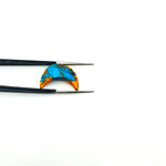 Load image into Gallery viewer, Oyster Copper Turquoise Faceted Moons, Orange & Blue Carved Gemstone, 17 MM Turquoise Cresent Moon Beads Briolette's, Jewelry Making Beads