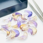 Load image into Gallery viewer, 2,3,4,5, Pcs Natural Ametrine faceted Hand Carved Moon Shape Briolette's, Carved Moon Shape Gemstone for Jewlery, faceted Moon Shape 17 mm