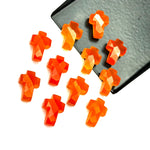 Load image into Gallery viewer, Natural Carnelian Cross Shape Beads ~ Healing & Protection Gemstone Beads ~ Faceted Carnelian Beads ~ 15 MM Cross Charm Beads ~ Orange Beads