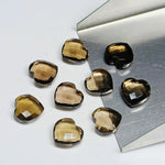Load image into Gallery viewer, 2,5,7,8,9,10 Pcs Natural Smokey Quartz Heart Shape Briolettes, Faceted Hand Carved Briolettes, Heart Shape Gemstone,Carved Briolettes,10 mm