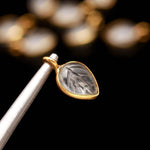 Load image into Gallery viewer, Natural Crystal Quartz leaf Shape Pendant 15mm, 925 Sterling Silver With Gold Plated Charms For DIY Jewelry
