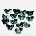 Load image into Gallery viewer, 2,3,4,5,6 100% Natural Moss agate Butterfly Shape Carving ,Hand carved Butterfly shape Gemstone, carved Gemstone jewellery Making,12X7 mm