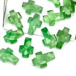 Load image into Gallery viewer, Green Strawberry Cross Shape Beads ~ Healing & Protection Gemstone Beads ~ Faceted Strawberry Beads ~ 15 MM Cross Charm Beads ~ Green Beads