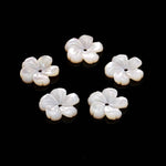 Load image into Gallery viewer, 1 Pc White Pearl Flower Shape Beads, Mother of Pearl Flower for Jewelry Making, Hand Carved Floral Beads, 14 MM, Center Hole Bead