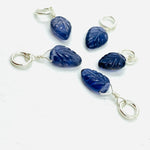Load image into Gallery viewer, Natural 1 piece iolite Leaf Shape Carved Gemstone Jewellery Making Charm With 925 Silver, Necklace, Bracelet, Earrings Making Charms