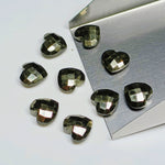 Load image into Gallery viewer, Faceted Pyrite Heart Briolettes: Hand Carved Gemstone Beads, 10mm