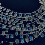 Load image into Gallery viewer, AAA Quality 100% Natural Rainbow Moonstone Trillion Shape Carving Beads Strand, 8 Inch Strand, Carved Gemstone, Gemstone For Jewellery 8X5mm