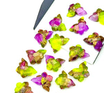 Load image into Gallery viewer, Neon UV Light Beads, Neon Green & Purple Copper Turquoise Butterfly Beads, Faceted Butterfly Gemstone, Neon Turquoise Carving Beads 14x10 MM