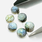 Load image into Gallery viewer, 2,3,4,5pcs 100% Natural Labradorite Fancy Shape Carved Gemstone, Loose Gemstone, coin Shape Gemstone for Jewlery, Carved Gemstone 11 mm