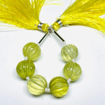 Load image into Gallery viewer, 1,2,3,4,5 pcs 100% Natural Lemon Quartz Carved Melon Shape Beads Strand, Melon Shape Gemstone, Gemstone For Jewellery, 12 mm