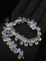 Load image into Gallery viewer, AAA Quality Flashy Rainbow Moonstone Drop Shape Beads, 3.5" Inch Strand Teardrop Shape Beads, Faceted Drop Shape Gemstone Beads, Fire Beads