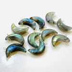 Load image into Gallery viewer, Flashy Labradorite Moon Shape Charm Beads, Smooth Labradorite Moons, 925 Silver Jewelry Making Charms, 17 MM Labradorite Moon Charms Beads