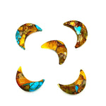 Load image into Gallery viewer, Blue & Yellow Copper Turquoise Cresent Moons, Carved Gemstone, Gemstone For Jewelry, 17 MM Faceted Moon Beads Briolette's, Half Moon Beads
