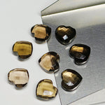 Load image into Gallery viewer, 2,5,7,8,9,10 Pcs Natural Smokey Quartz Heart Shape Briolettes, Faceted Hand Carved Briolettes, Heart Shape Gemstone,Carved Briolettes,10 mm
