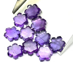 Load image into Gallery viewer, Natural Amethyst Flower Shape Carving Beads, 11 MM Handmade Carved Flower Shape Gemstone, Hexagon Shape Charms For Jewelry & Craft Making
