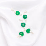Load image into Gallery viewer, Natural Green Onyx Charms, Pearl Handmade Charm for Jewelry, Green Onyx Heart Silver Charms, Gemstone Beads, Craft Making, 10 MM Heart Charm