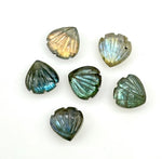 Load image into Gallery viewer, Cute Tiny Labradorite Shell Shape Beads, 8 MM Hand Carved Flashy Seashell, Tiny Carved Beads, Shell Charms, Jewelry & Craft Making Gemstones