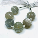 Load image into Gallery viewer, 1,2,3,4,5 pcs 100% Natural Grey Moonstone Carved Melon Shape Beads Strand, Melon Shape Gemstone, Gemstone For Jewellery, 12 mm