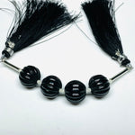 Load image into Gallery viewer, 1,2,3,4,5 pcs 100% Natural Black Spinel Carved Melon Shape Beads Strand, Melon Shape Gemstone, Gemstone For Jewellery, 12 mm