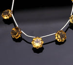 Load image into Gallery viewer, Natural Beer Quartz Round Concave Cut Shape Beads, 5 Pcs Strand, Round Flower Shape Beads for Jewelry Making