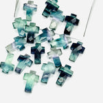 Load image into Gallery viewer, Multi Fluorite Cross Shape Beads ~ Healing & Protection Gemstone Beads ~ Faceted Multi Fluorite Beads ~ 15 MM Fluorite Cross Charm Beads
