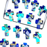 Load image into Gallery viewer, Copper Blue Turquoise Cross Shape Beads ~ Healing & Protection Gemstone Beads ~ Faceted Blue Turquoise Beads ~ 15 MM Cross Charm Beads