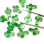 Load image into Gallery viewer, Green Strawberry Cross Shape Beads ~ Healing & Protection Gemstone Beads ~ Faceted Strawberry Beads ~ 15 MM Cross Charm Beads ~ Green Beads
