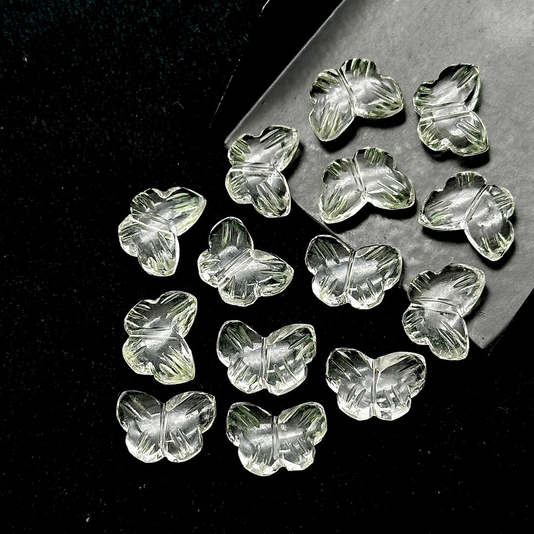 Natural Crystal Quartz Butterfly Shape Briolette, AAA Clear Quartz Hand Carved Butterfly Beads, Gemstone Beads, 13 MM Loose Beads Charm