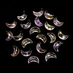 Load image into Gallery viewer, AAA Ametrine Carved Moon Shape Briolette's, Natural Ametrine Moon Shape Gemstone Beads, Ametrine Faceted Hand Carved Moon Shape Charms, 12MM