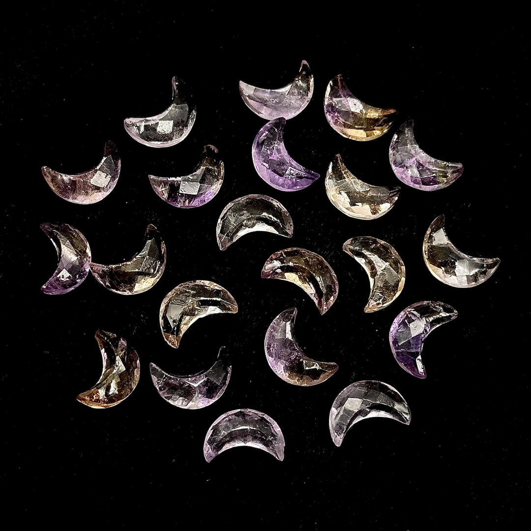 AAA Ametrine Carved Moon Shape Briolette's, Natural Ametrine Moon Shape Gemstone Beads, Ametrine Faceted Hand Carved Moon Shape Charms, 12MM