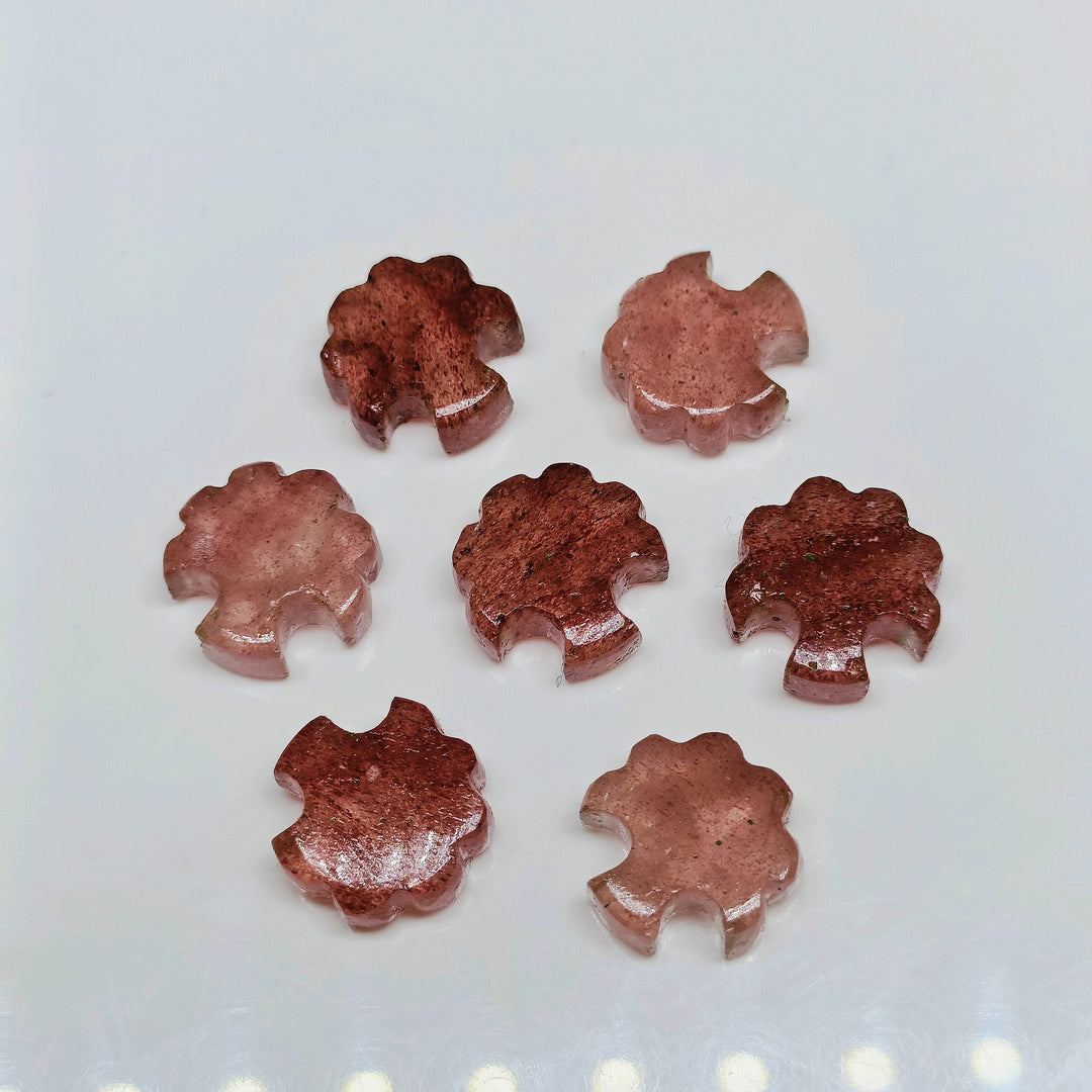 2,3,4,5,6 pcs 100% Natural Pink stawberry tree Shape Carved Gemstone, Loose Gemstone, fancy Shape Gemstone jewelry, Carved Gemstone 12X12mm.