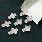 Load image into Gallery viewer, Natural Rose Quartz Cross Shape Gemstones Beads, Hand Carved Faceted Cross Shape Charms Beads, Holy Gemstone Beads Energy Beads 15X10 MM