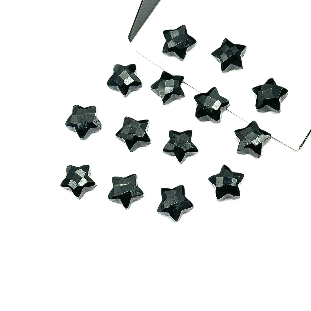 AAA Black Onyx Star Shape Briolette's, Natural Black Onyx Faceted Carved Star Shape Beads, Loose Star Gemstone, Star Carvings 8 MM