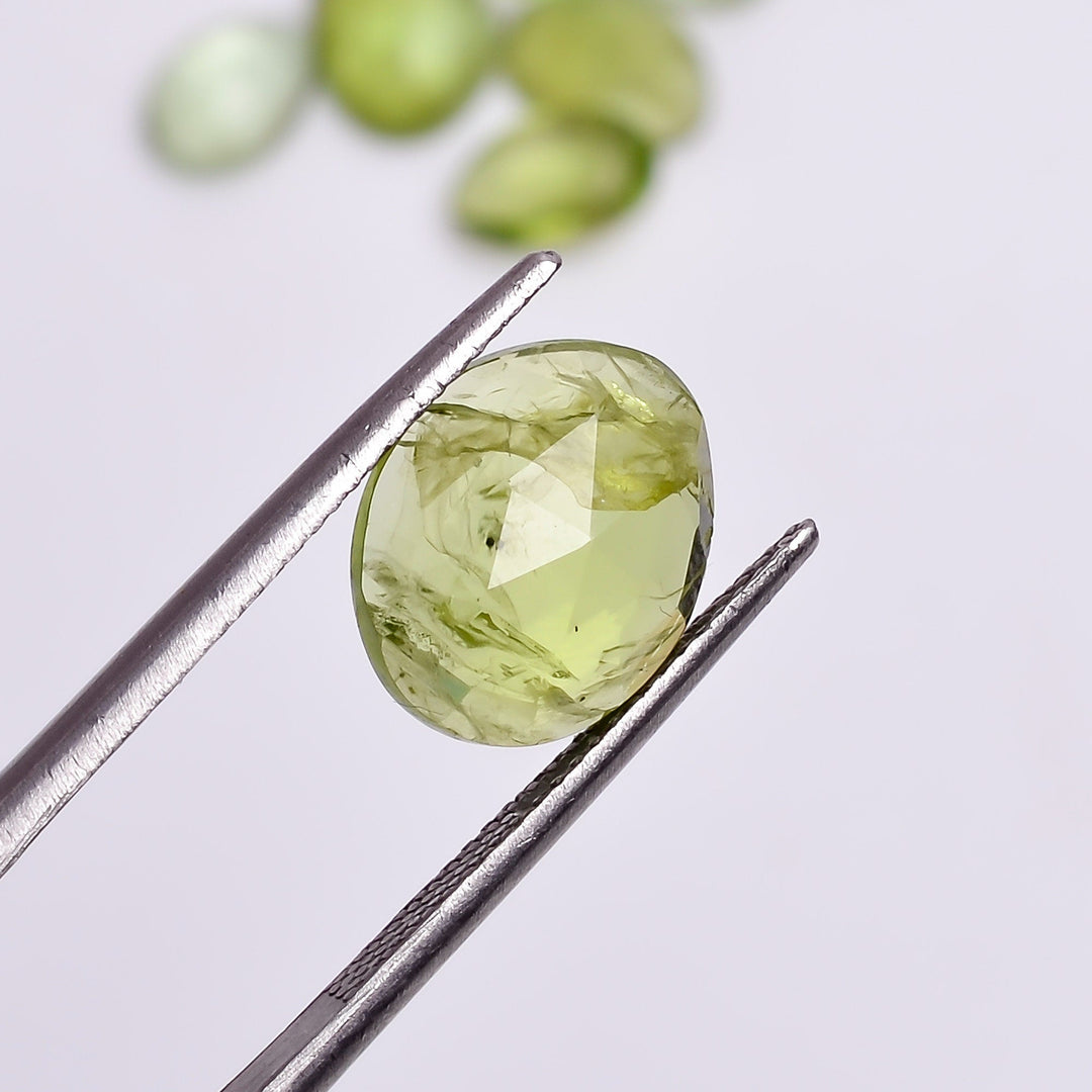 2 Afghan Peridot Gemstones: Freeform Faceted Rosecut (6X7 7X11 mm)